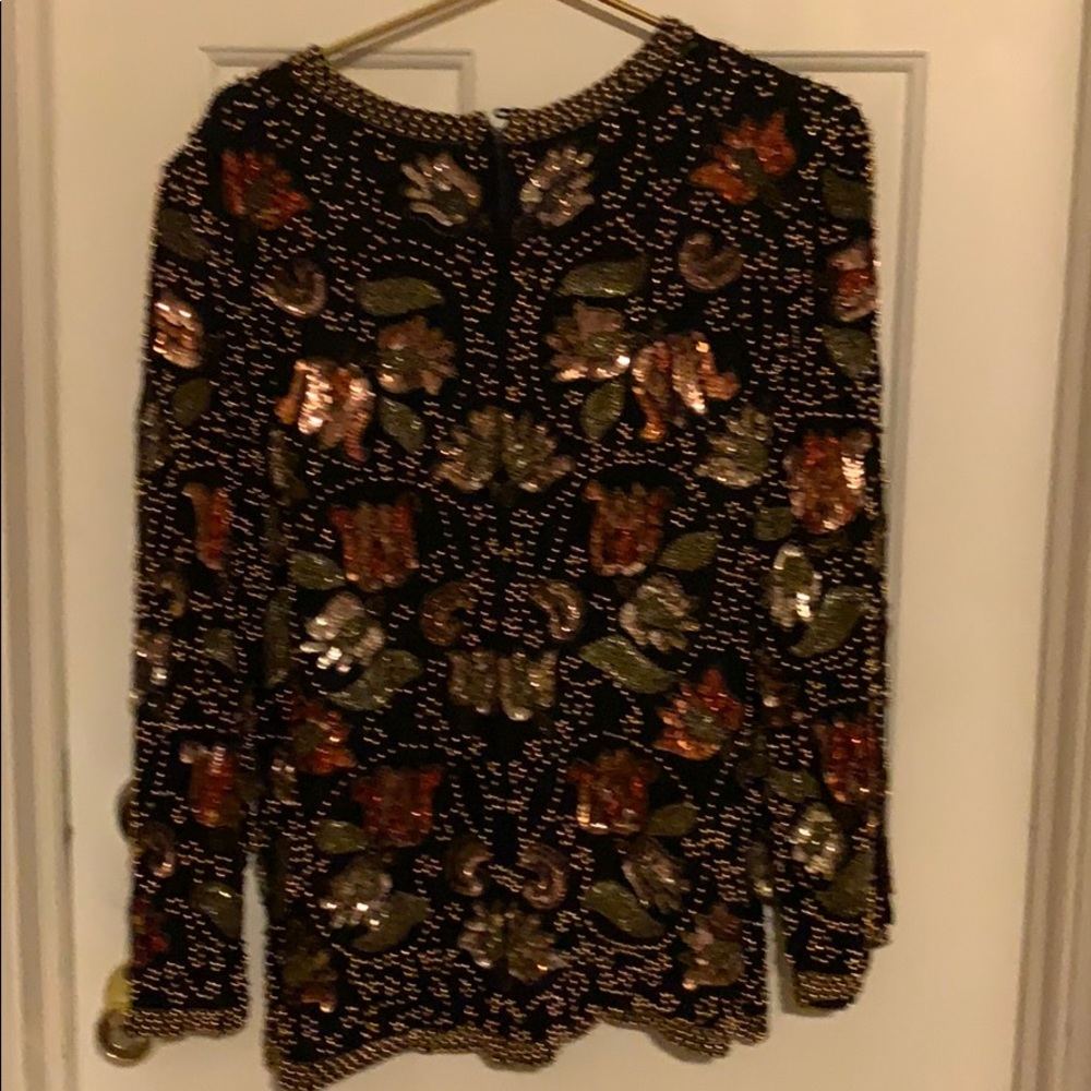 Beaded & sequins silk jacket